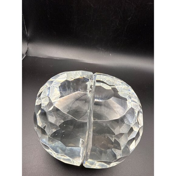 Set Of Two Large Clear Crystal Faceted Half Egg Paperweights - Picture 4 of 9